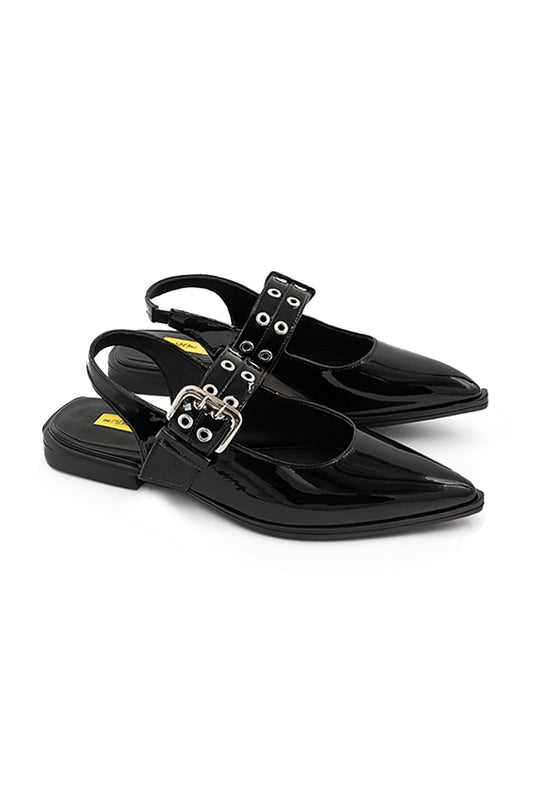 Black Samantha Flats