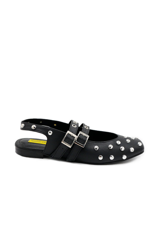Black Lucy Studded Flats