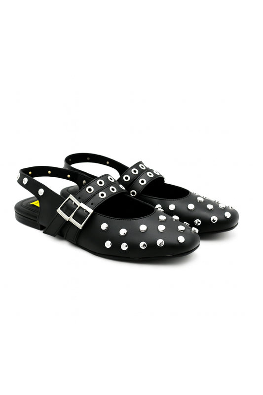 Black Lucy Studded Flats