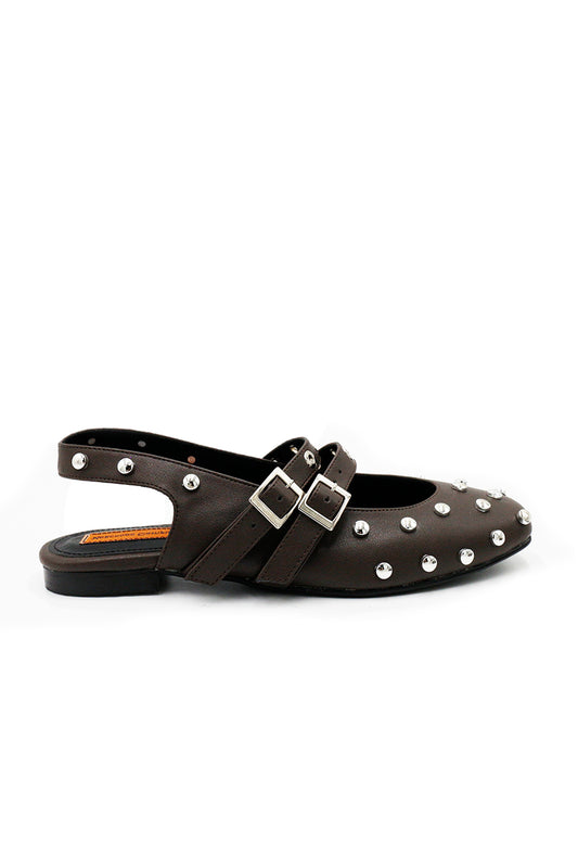 Brown Lucy Studded Flats