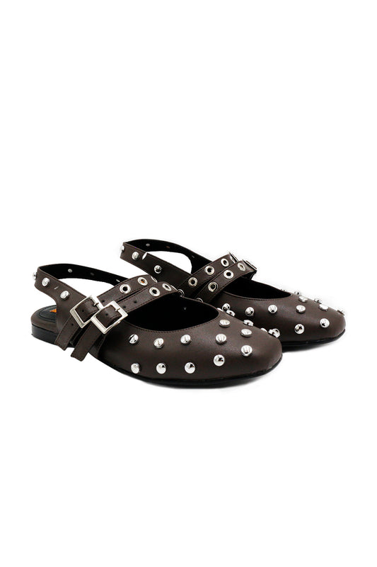 Brown Lucy Studded Flats