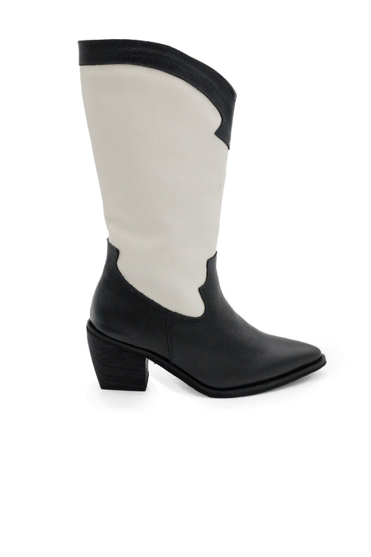 Black and Ivory Sabine Western Boots