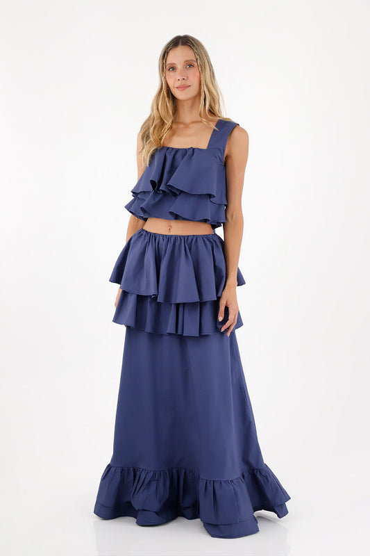 Dark Blue Brumelia Long Skirt