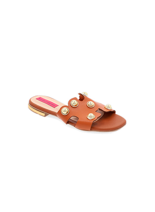 Honey brown Cat Studded Sandals for Woman