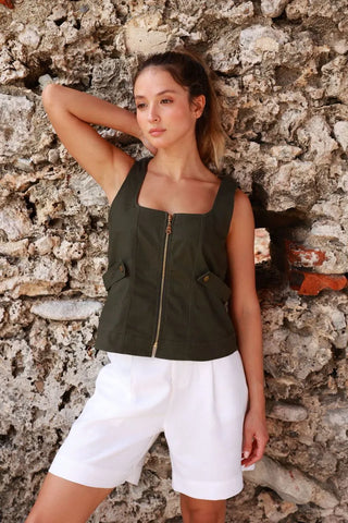 Dark Green Asha Top