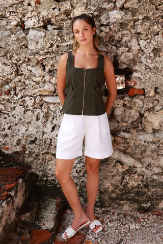 Dark Green Asha Top