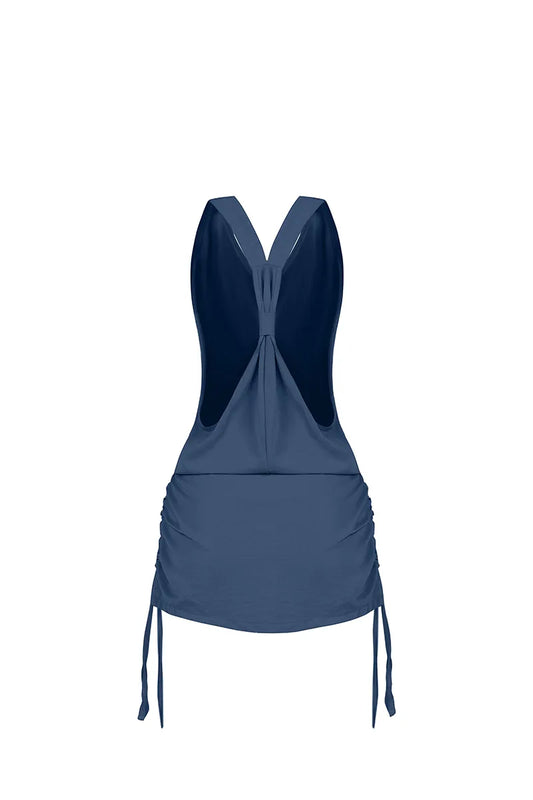 Dark Blue Sakku Short Dress