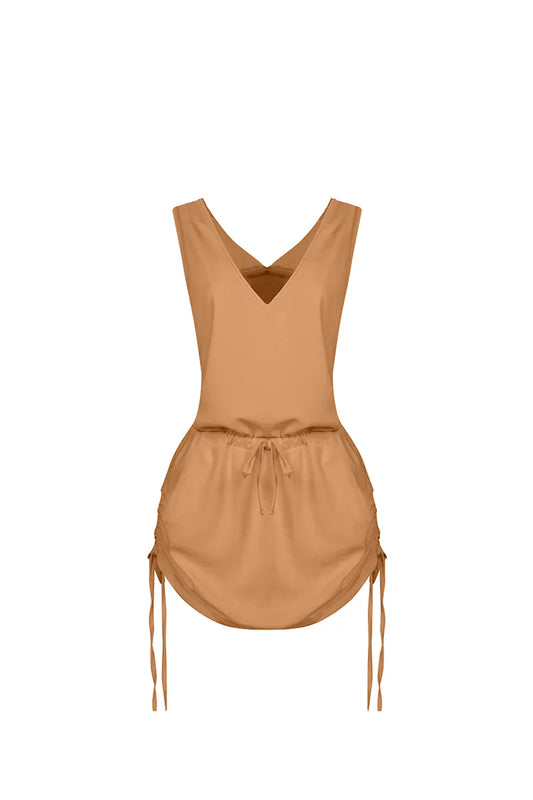 Beige Sakku Short Dress