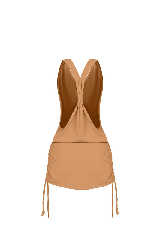 Beige Sakku Short Dress