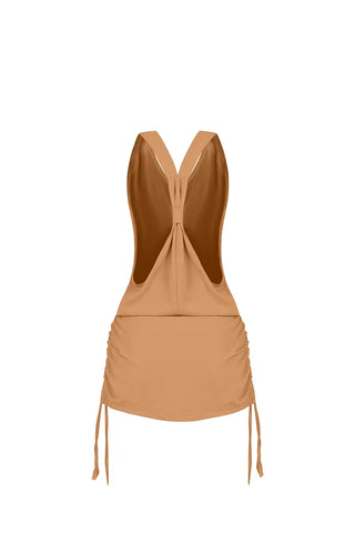 Beige Sakku Short Dress