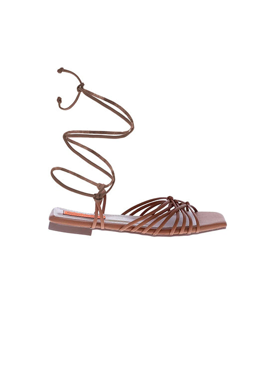 Beige Flora Flat Sandal for woman