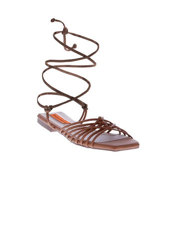 Beige Flora Flat Sandal for woman