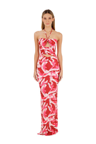 Print Red Jolly Long dress for woman