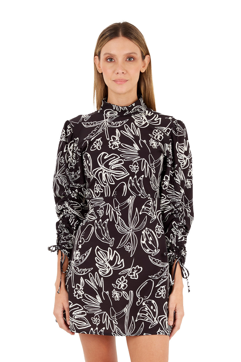 Print Toucan Black Talia Short Dress for woman