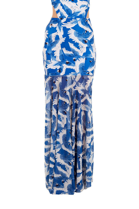 Print Blue Raina Long Skirt for woman