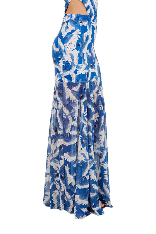 Print Blue Raina Long Skirt for woman