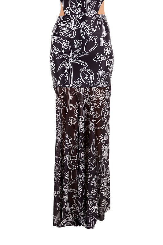 Print Toucan Black Raina Long Skirt for woman