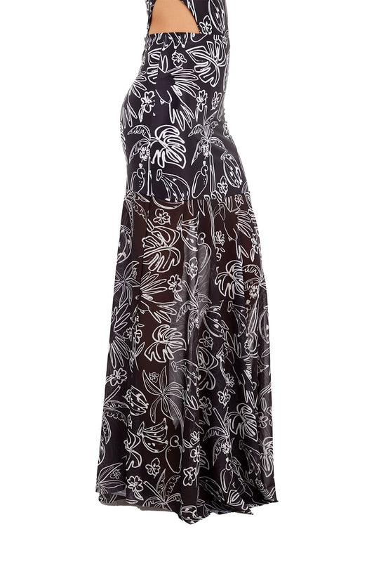 Print Toucan Black Raina Long Skirt for woman