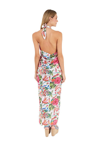 Print Ivory Tropico Long dress for woman