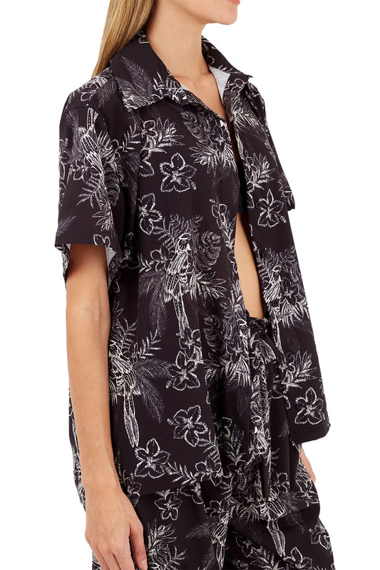 Print Tropical Black Alexa Shirt for woman