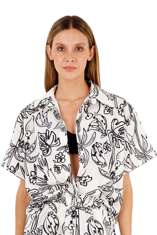 Print Toucan Ivory Alexa Shirt for woman