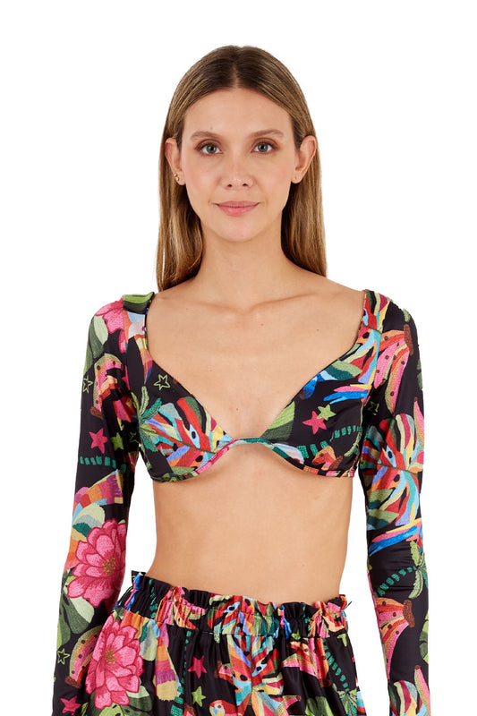 Print Black Renata Top for woman