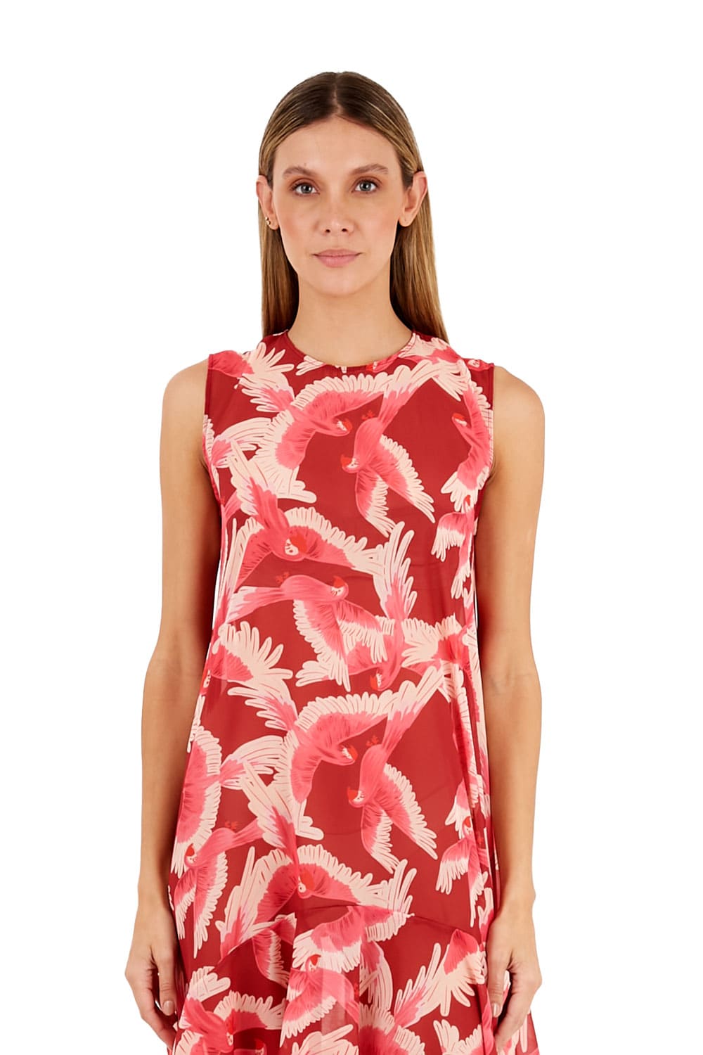 Print Toucan Coral Aviva Long dress for woman