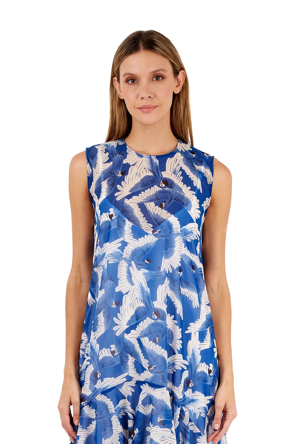 Print Blue Aviva Long dress for woman