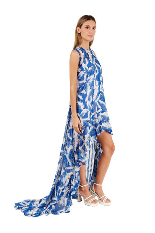 Print Blue Aviva Long dress for woman