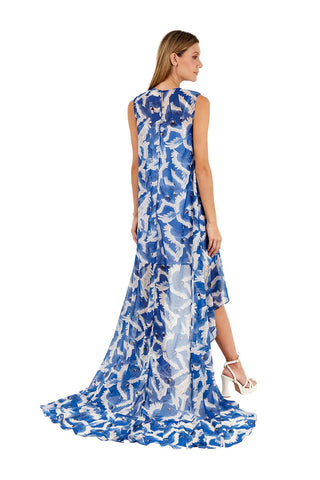 Print Blue Aviva Long dress for woman