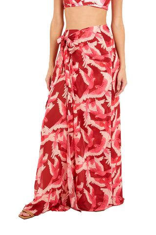 Print Red Glory Long Skirt for woman