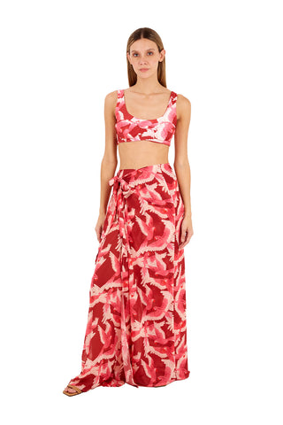 Print Red Glory Long Skirt for woman