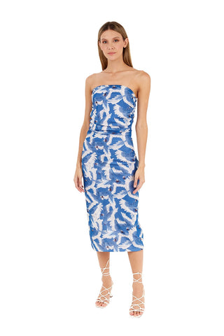 Print Blue Noemi Long dress for woman