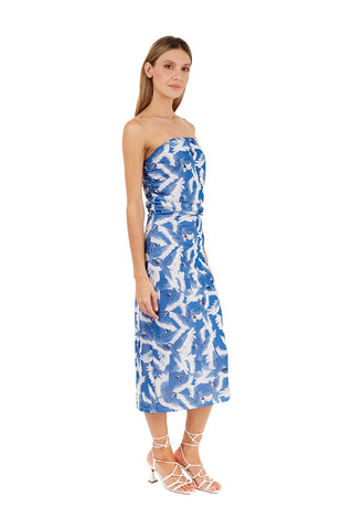 Print Blue Noemi Long dress for woman