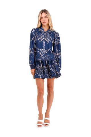 Skirt Short Coral Palms Blue