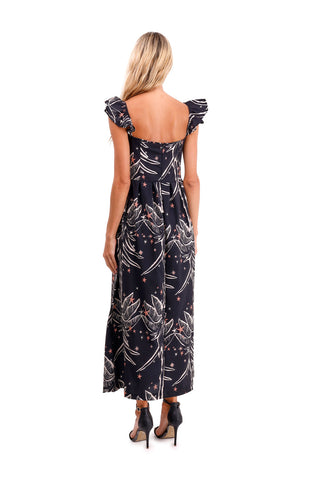 Dress Long Flora Palms Black