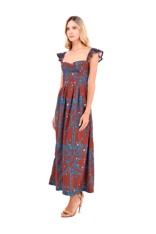 Dress Long Flora Palms Terracotta