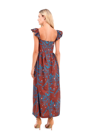 Dress Long Flora Palms Terracotta