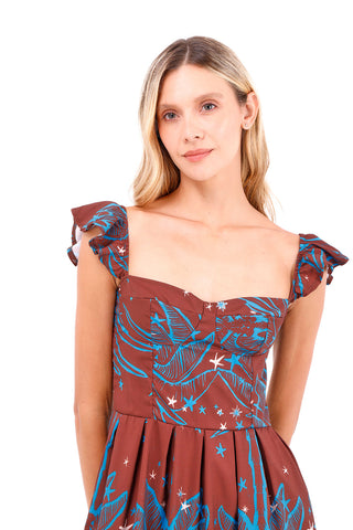 Dress Long Flora Palms Terracotta