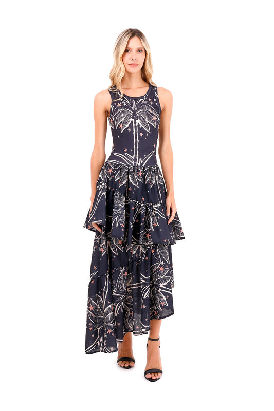 Dress Long Fire Palms Black