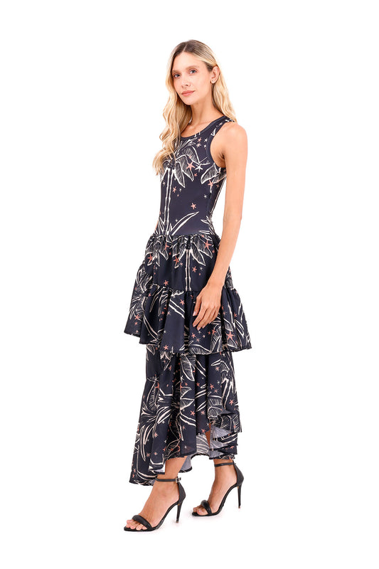 Dress Long Fire Palms Black