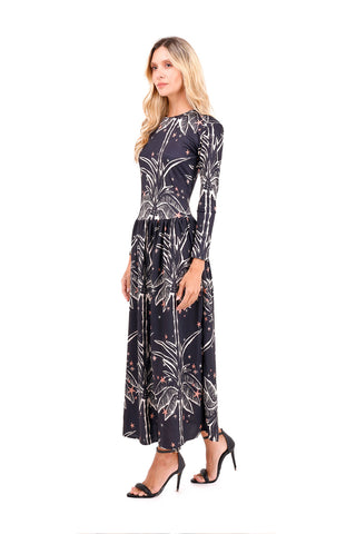 Dress Long Bohemian Palms Black