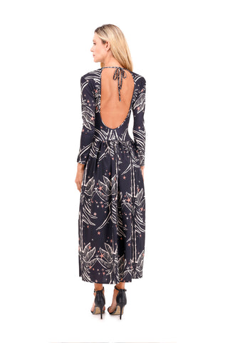 Dress Long Bohemian Palms Black