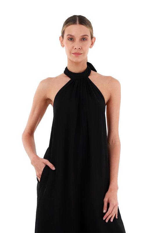Black Long Wool Jumpsuit