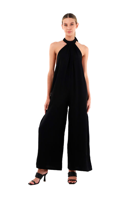 Black Long Wool Jumpsuit