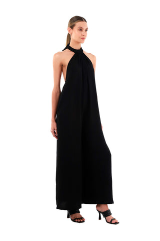 Black Long Wool Jumpsuit