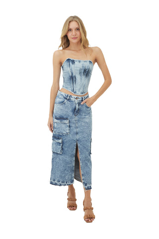 Blue Tara Long Skirt for woman