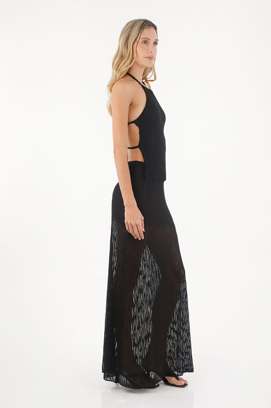 Black Lebon Long Skirt