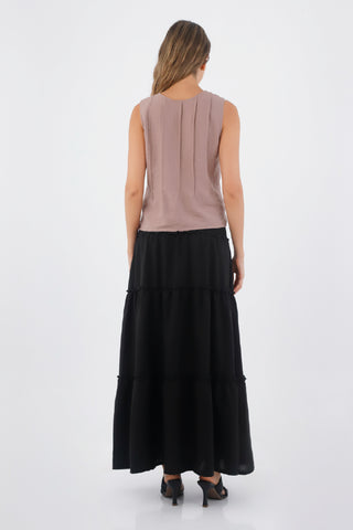 Black Flora Long Skirt