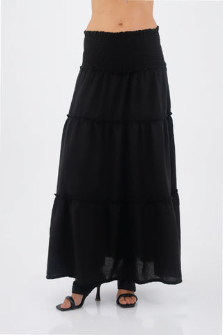Black Flora Long Skirt